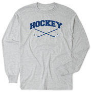 Hockey Tshirt Long Sleeve - Hockey Crossed Sticks Logo