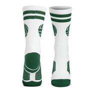 Volleyball Woven Mid-Calf Socks - Ball (White/Green)