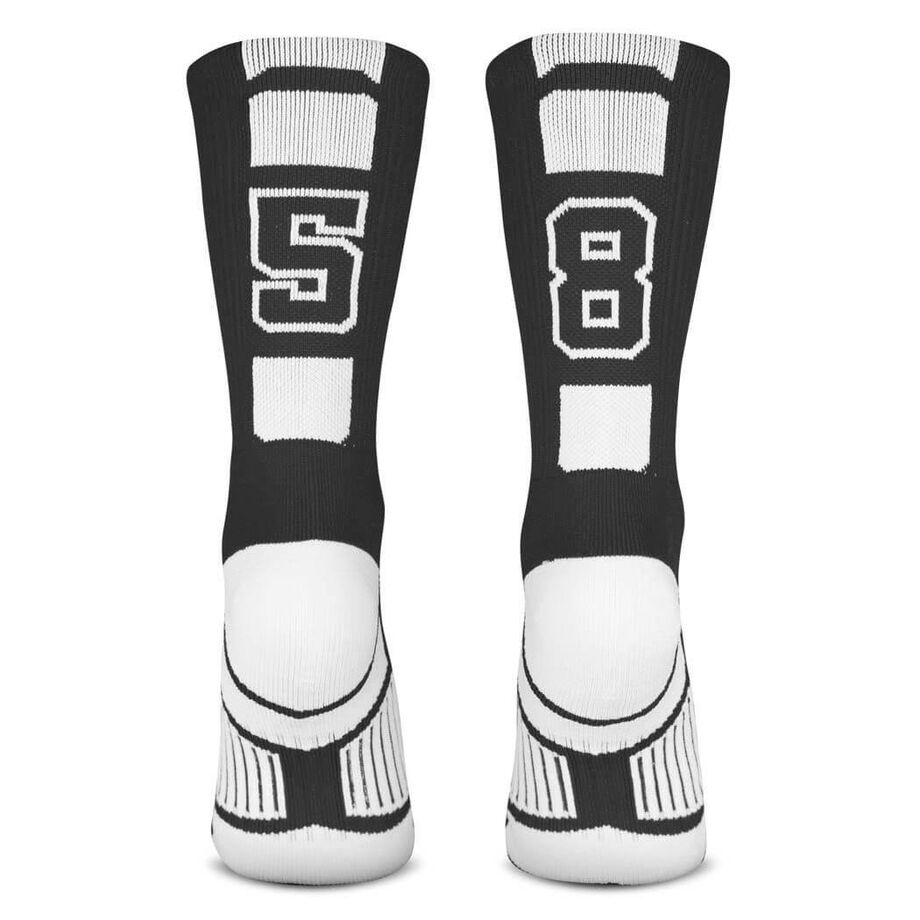 Team Number Woven Mid-Calf Socks - Black