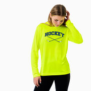 Hockey Long Sleeve Performance Tee - Hockey Crossed Sticks Logo