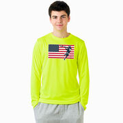 Guys Lacrosse Long Sleeve Performance Tee - Patriotic Lacrosse