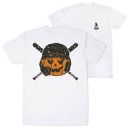 Baseball/Softball Short Sleeve T-Shirt - Helmet Pumpkin (Back Design)