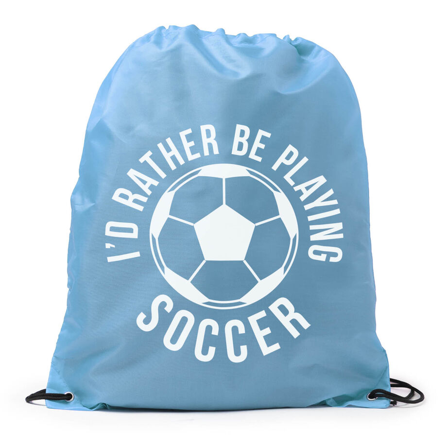 Soccer Drawstring Backpack - I'd Rather Be Playing Soccer (Round)