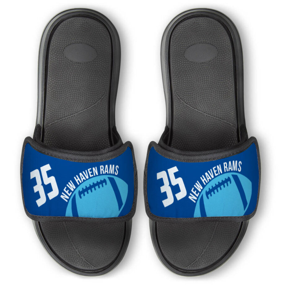 Football Repwell&reg; Slide Sandals - Number and Personalized Ball - Personalization Image