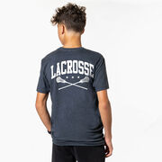 Guys Lacrosse Short Sleeve T-Shirt - Crossed Sticks (Back Design)