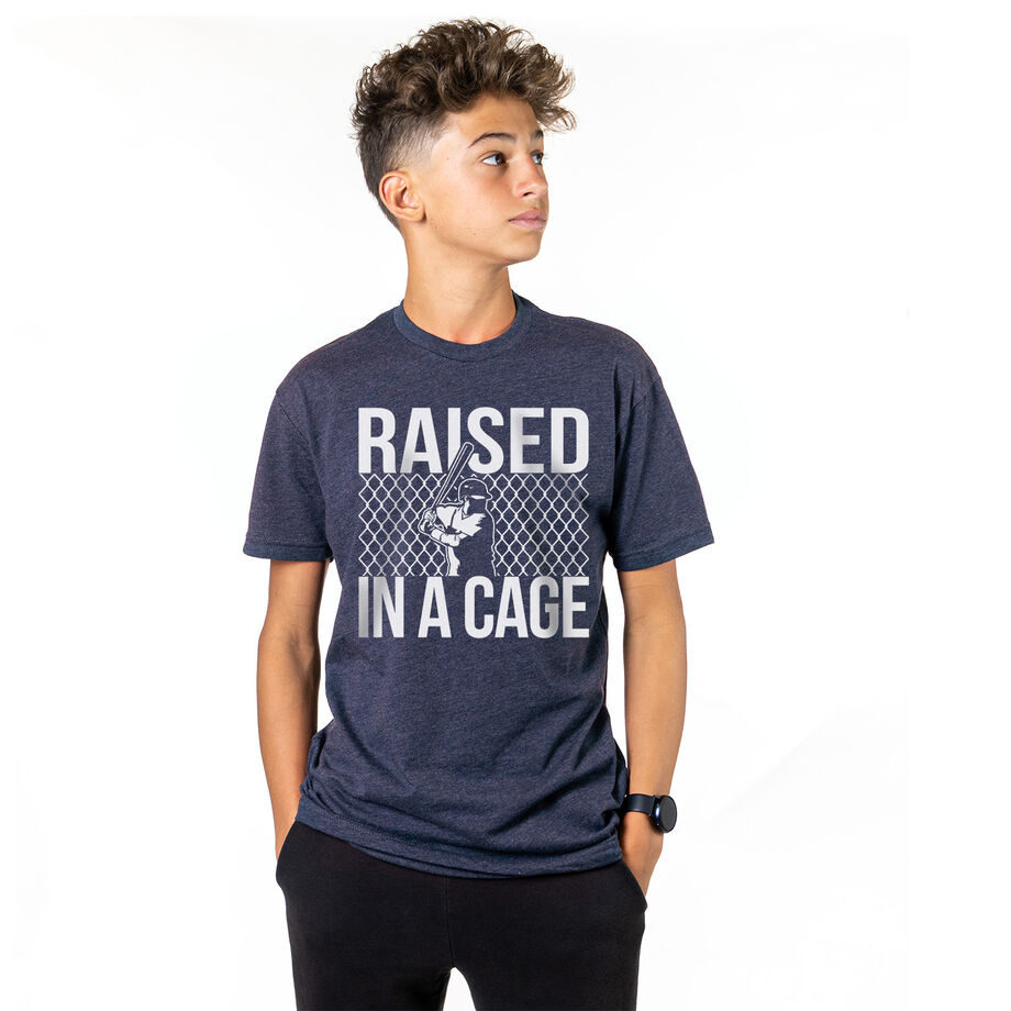 Raised In A Cage Baseball Tee Shirt