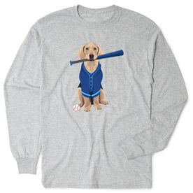Baseball Tshirt Long Sleeve - Dinger the Baseball Dog