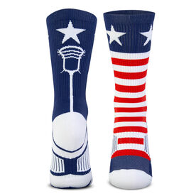 Guys Lacrosse Woven Mid-Calf Socks - Patriotic