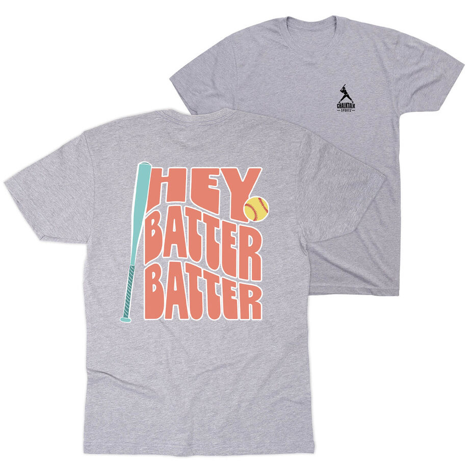 Softball Short Sleeve T-Shirt - Hey Batter Batter (Back Design)