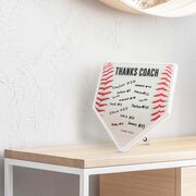 Premier Wooden Baseball Home Plate Plaque - Thanks Coach