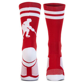 Hockey Woven Mid-Calf Socks - Player (Red/White)