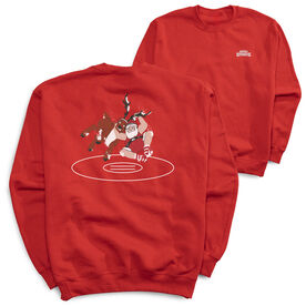 Wrestling Crewneck Sweatshirt - Wrestling Reindeer (Back Design)