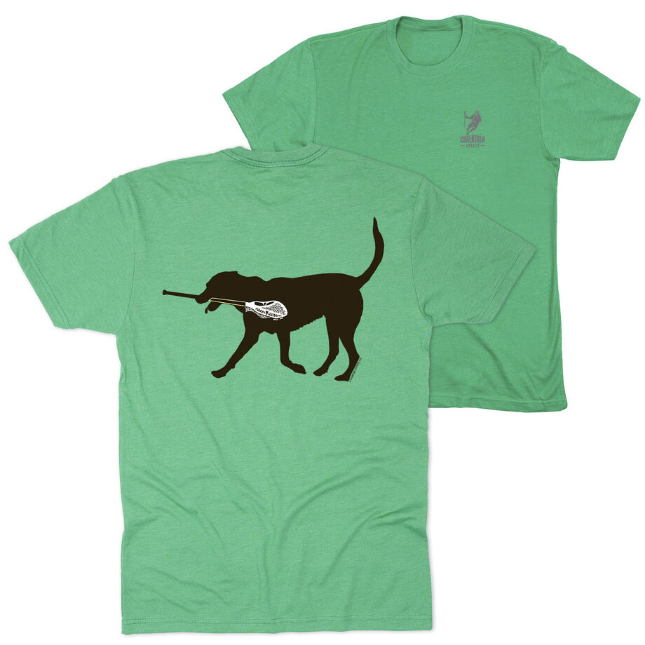 Guys Lacrosse Short Sleeve T-Shirt - Max The Lax Dog (Back Design)