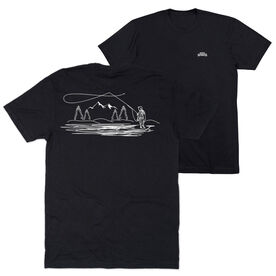 Fly Fishing Short Sleeve T-Shirt - Fly Fishing Sketch (Back Design)