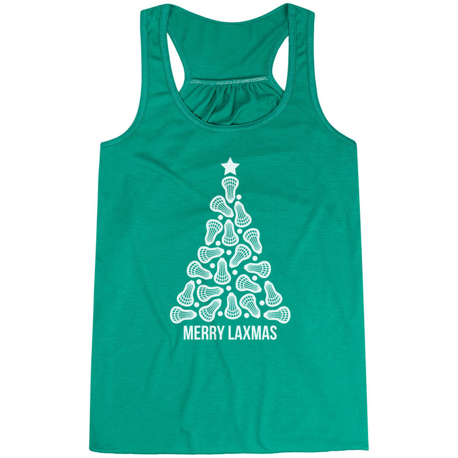 Lacrosse Flowy Racerback Tank Top - Merry Laxmas Tree
