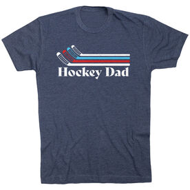 Hockey Short Sleeve T-Shirt - Hockey Dad Sticks [Adult Small/Navy] - SS