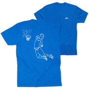 Basketball Short Sleeve T-Shirt - Basketball Player Sketch (Back Design)