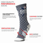 Baseball Woven Mid-Calf Socks - Raised in a Cage