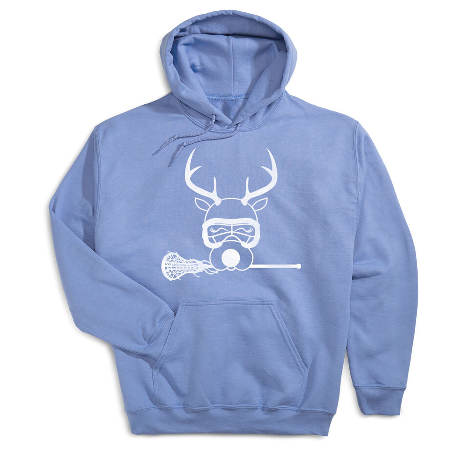 Girls Lacrosse Hooded Sweatshirt - Lax Girl Reindeer - Personalization Image