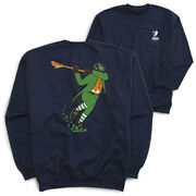 Guys Lacrosse Crewneck Sweatshirt - Lacrosse Leprechaun (Back Design)