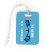 Guys Lacrosse Bag/Luggage Tag - Personalized Text with Crossed Sticks