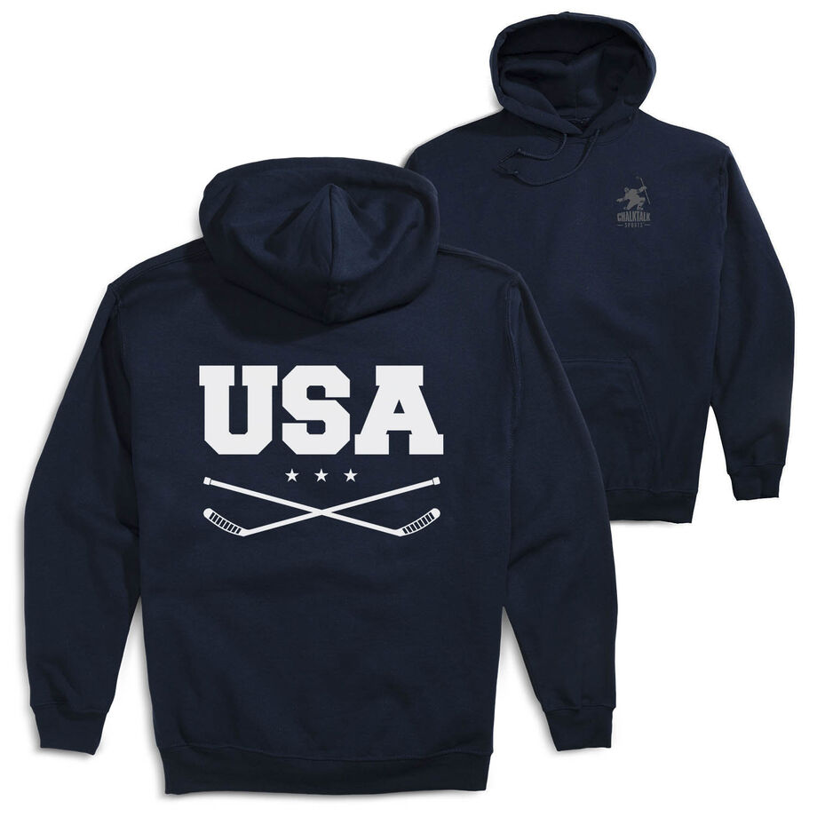 Hockey Hooded Sweatshirt - USA(Back Design)