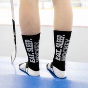 Hockey Woven Mid-Calf Socks - Eat. Sleep. Hockey