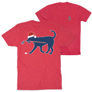 Hockey Short Sleeve T-Shirt - Christmas Dog (Back Design)