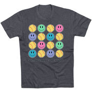 Softball Short Sleeve T-Shirt - Softball Makes Me Happy