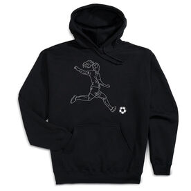 Soccer Hooded Sweatshirt - Soccer Girl Player Sketch