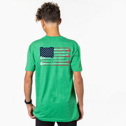 Guys Lacrosse Short Sleeve T-Shirt - American Flag (Back Design)