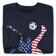 Soccer Crewneck Sweatshirt - Girls Soccer Stars and Stripes Player