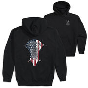 Guys Lacrosse Hooded Sweatshirt - Patriotic Stick (Back Design)