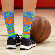 Basketball Woven Mid-Calf Socks - Dots (Blue/Green)