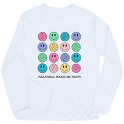 Volleyball Long Sleeve Performance Tee - Volleyball Makes Me Happy