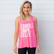 Hockey Flowy Racerback Tank Top - Dangle Snipe Celly Words