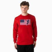 Guys Lacrosse Tshirt Long Sleeve - Patriotic Lacrosse