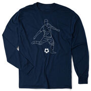 Soccer Tshirt Long Sleeve - Soccer Guy Player Sketch