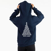 Girls Lacrosse Hooded Sweatshirt - Merry Laxmas Tree (Back Design) 