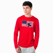 Hockey Long Sleeve Performance Tee - Patriotic Hockey