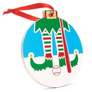 Baseball Round Ceramic Ornament - Elf Graphic