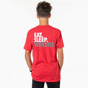 Wrestling Short Sleeve T-Shirt - Eat Sleep Wrestle (Stack) (Back Design)