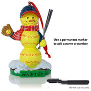 Softball Ornament - Softball Snowman