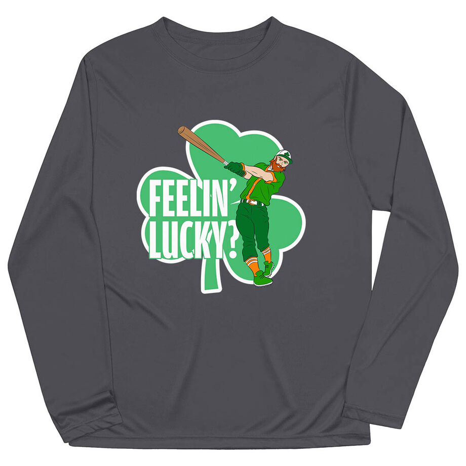 Baseball Long Sleeve Performance Tee - Feelin' Lucky Baseball
