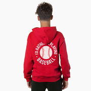 Baseball Hooded Sweatshirt - I'd Rather Be Playing Baseball Distressed (Back Design)