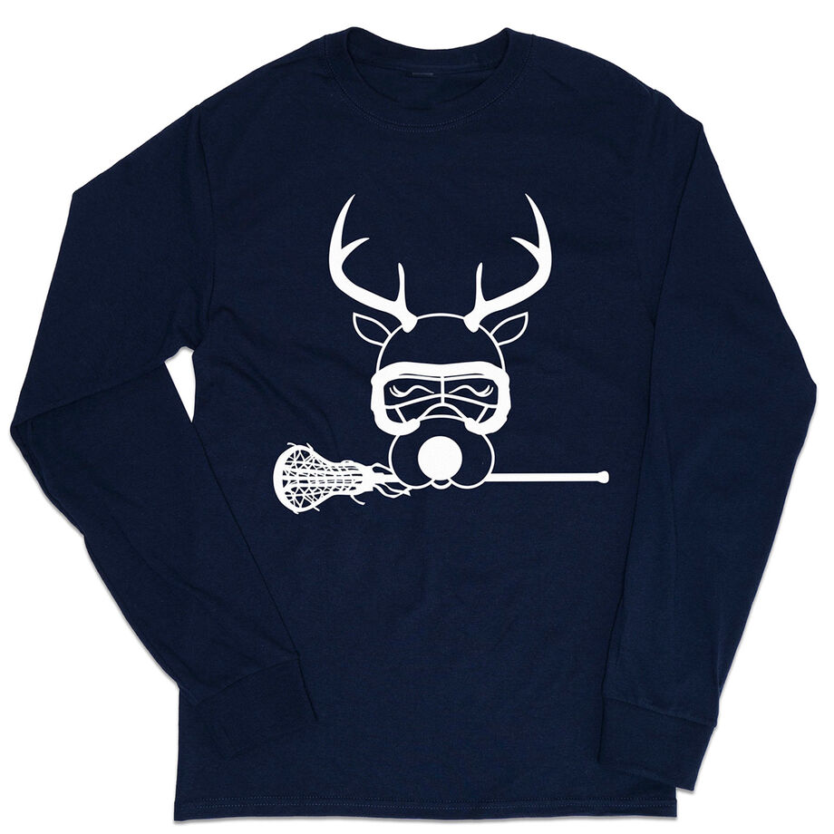 Girls Lacrosse Tshirt Long Sleeve - Lax Girl Reindeer