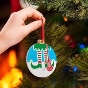 Guys Lacrosse Round Ceramic Ornament - Elf Graphic
