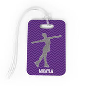 Figure Skating Bag/Luggage Tag - Personalized Faux Glitter Chevron Pattern
