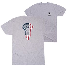 Guys Lacrosse Short Sleeve T-Shirt - Patriotic Stick (Back Design)