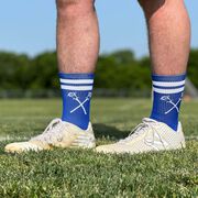 Guys Lacrosse Woven Mid-Calf Socks - Retro Crossed Sticks (Royal/White)